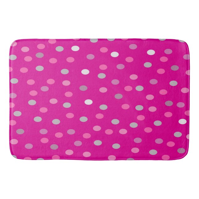 Magenta Polka Dots Badematte (Vorderseite)