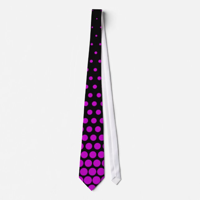 Magenta Polka Dots Modern Black Krawatte (Vorderseite)