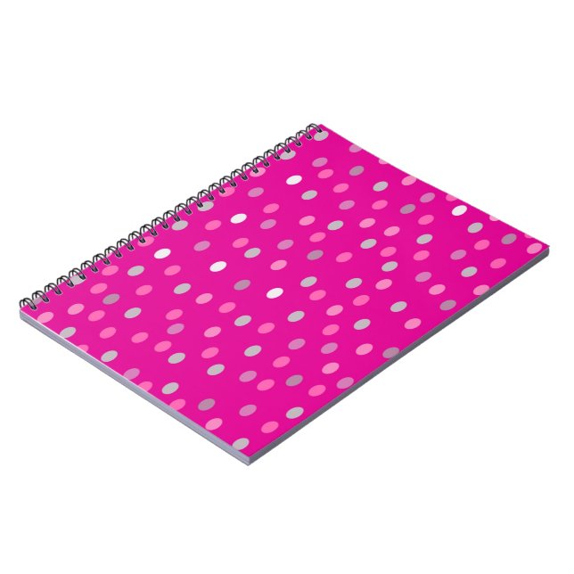 Magenta Polka Dots Notizblock (Linke Seite)