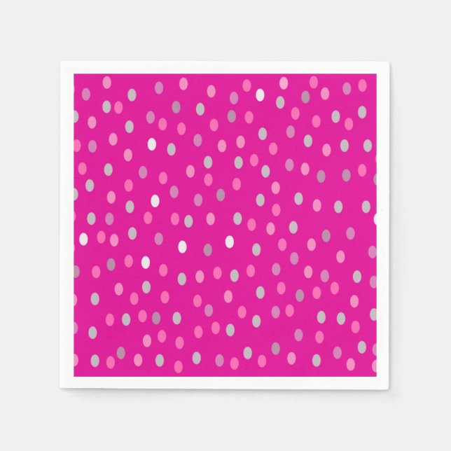 Magenta Polka Dots Serviette (Vorderseite)