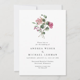 Magenta Pressed Blume Botanische Hochzeit Einladung
