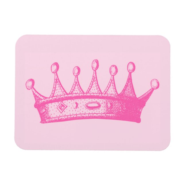 Magenta Princess Crown auf rosa Hintergrund Magnet (Horizontal)