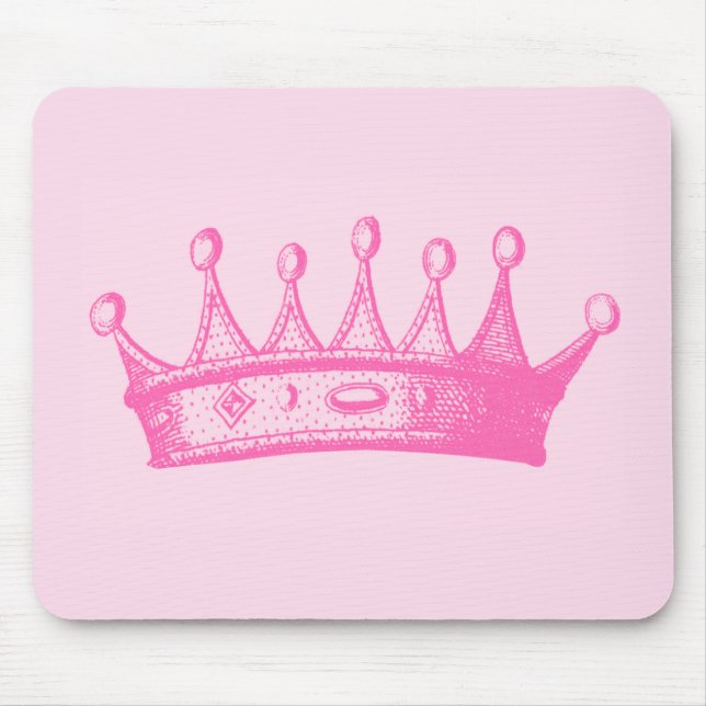 Magenta Princess Crown auf rosa Hintergrund Mousepad (Vorne)