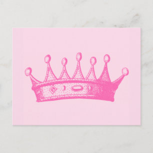 Magenta Princess Crown auf rosa Hintergrund Postkarte