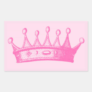Magenta Princess Crown auf rosa Hintergrund Rechteckiger Aufkleber