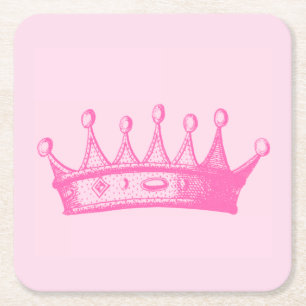Magenta Princess Crown auf rosa Hintergrund Rechteckiger Pappuntersetzer