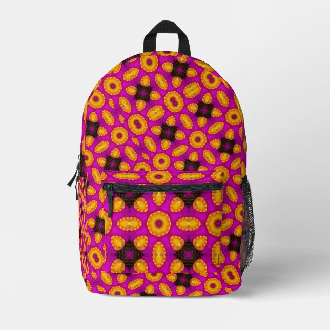 Magenta Print Cut Nähtasche Bedruckter Rucksack (Vorderseite)