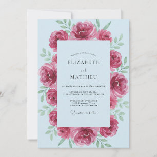 Magenta Puder Blatt Hochzeit Einladung