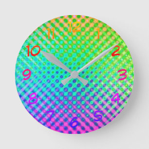 Magenta Purple Blue Green Yellow Pink Runde Wanduhr