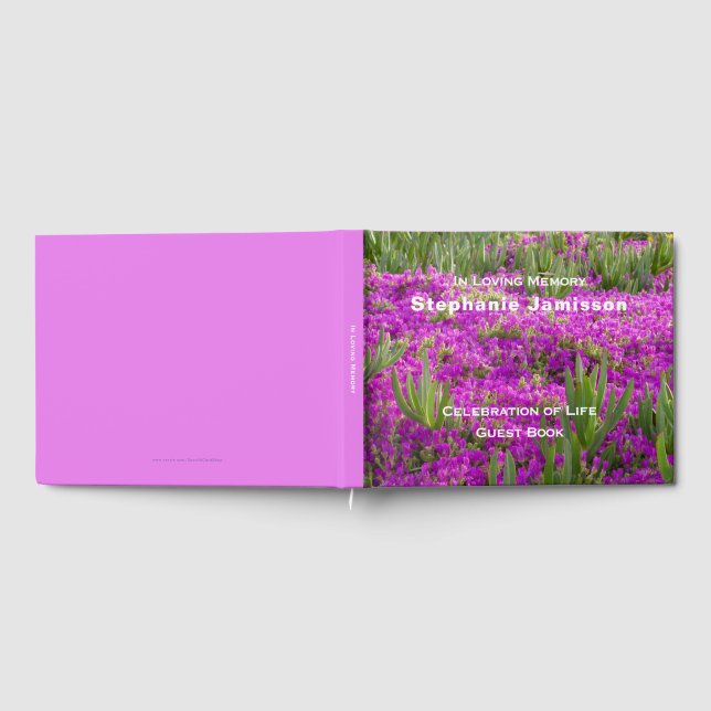 Magenta Purple Blumen, Blumenfeier des Lebens Gästebuch (Voll)