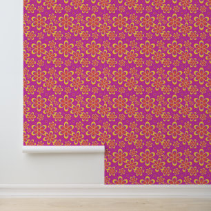 Magenta Purple Blumen Nahtloses Muster Tapete