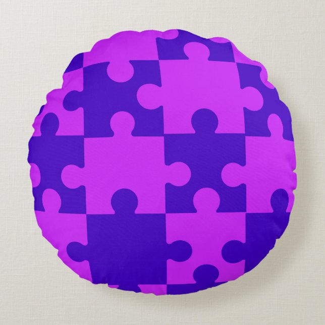 Magenta Puzzle Rundes Kissen (Vorderseite)