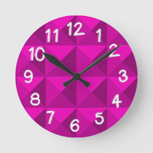 Magenta Pyramids  Runde Wanduhr