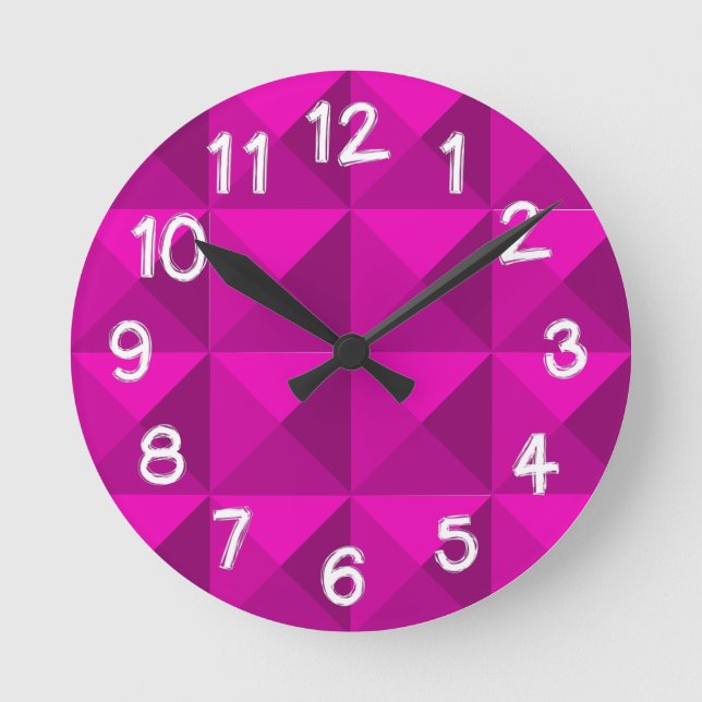 Magenta Pyramids  Runde Wanduhr (Vorderseite)