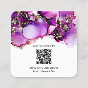 *~* Magenta QR CODE Yummy Gold Gilded AP29  Quadratische Visitenkarte