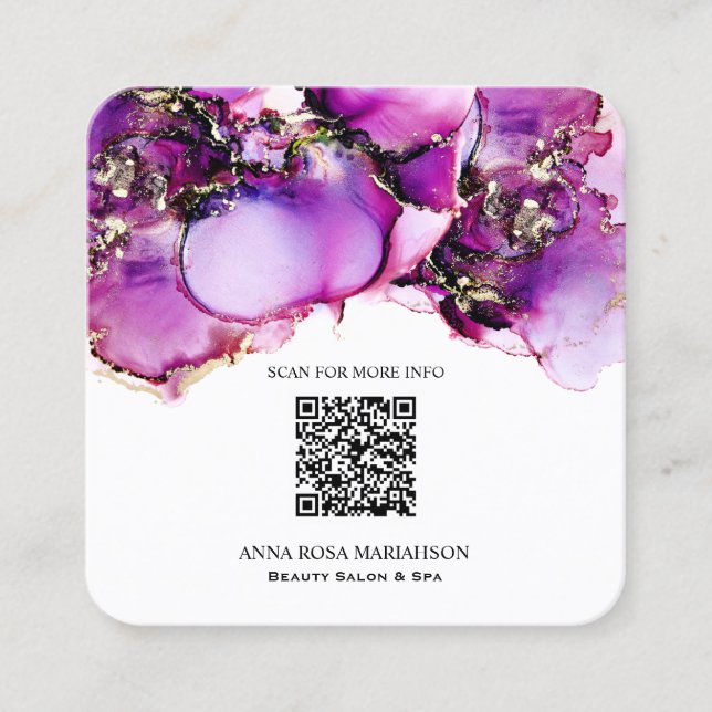 *~* Magenta QR CODE Yummy Gold Gilded AP29  Quadratische Visitenkarte (Vorderseite)