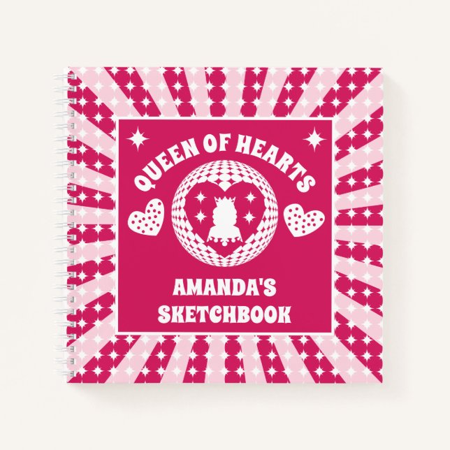 Magenta Queen of Hearts Kids Sketchbook Notizbuch (Vorderseite)