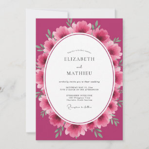 Magenta Ranunculus Eukalyptus Hochzeit Einladung