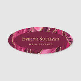 Magenta Red Agate Name Tag Namensschild