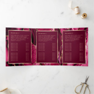 Magenta Red Gold Agate Trifold Broschüre