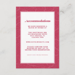 Magenta Red Modern Wedding Unterkunft Details Begleitkarte
