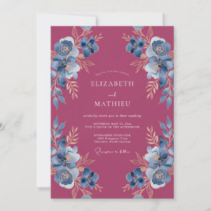Magenta Reich Verzierte Botanische Hochzeit Einladung