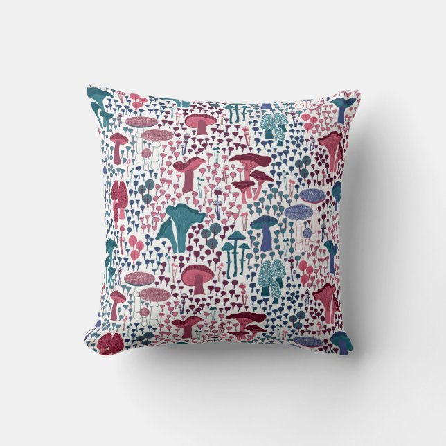Magenta Retro Mushroom Kissen (Vorderseite)