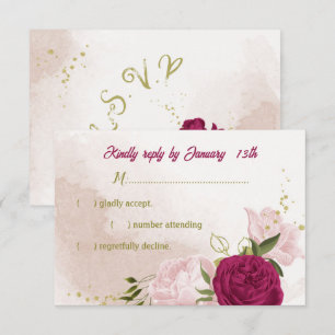 magenta rosa Blume grüne Blätter RSVP Karte