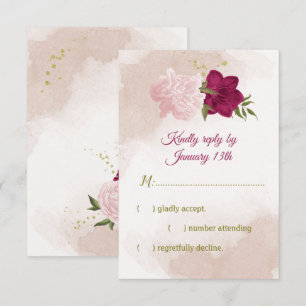 magenta rosa Blume grüne Blätter RSVP Karte