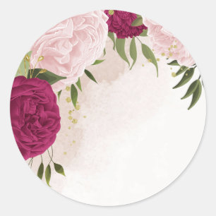 Magenta Rosa Blume Grüne Hochzeit Runder Aufkleber