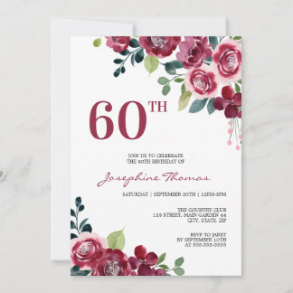 Magenta Rosa Blumen Grüner Geburtstag Einladung