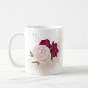 magenta rosa florale Grün  Kaffeetasse
