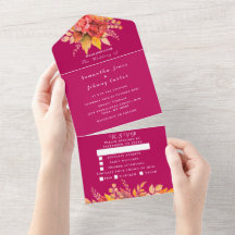 Magenta Rosa Fuchsien Herbst Floral Elegante Hochz