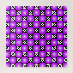 Magenta Rosa Punkte Schwarz Weiß Gittermuster Puzzle