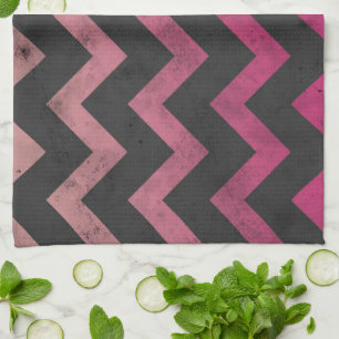 Magenta rosa roter Ombre dunkelgraues Chevron-Must Geschirrtuch