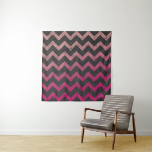Magenta rosa roter Ombre dunkelgraues Chevron-Must Wandteppich