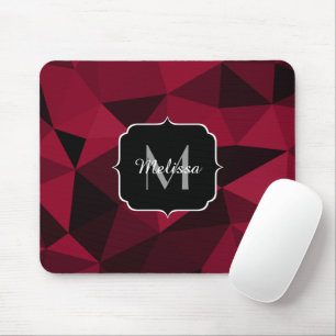 Magenta rosa rotes Schwarz Geometrie-Muster Monogr Mousepad