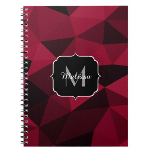 Magenta rosa rotes Schwarz Geometrie-Muster Monogr Notizblock
