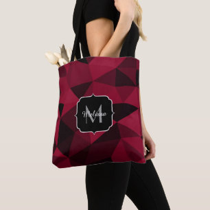 Magenta rosa Schwarz Geometrie Muster Monogram