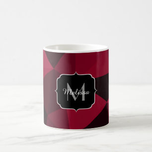 Magenta rosa Schwarz Geometrie Muster Monogram Kaffeetasse