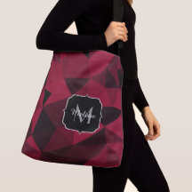 Magenta rosa Schwarz Geometrie Muster Monogram