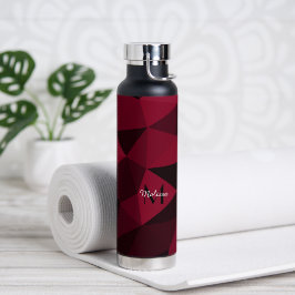 Magenta rosa Schwarz Geometrie Muster Monogram Trinkflasche