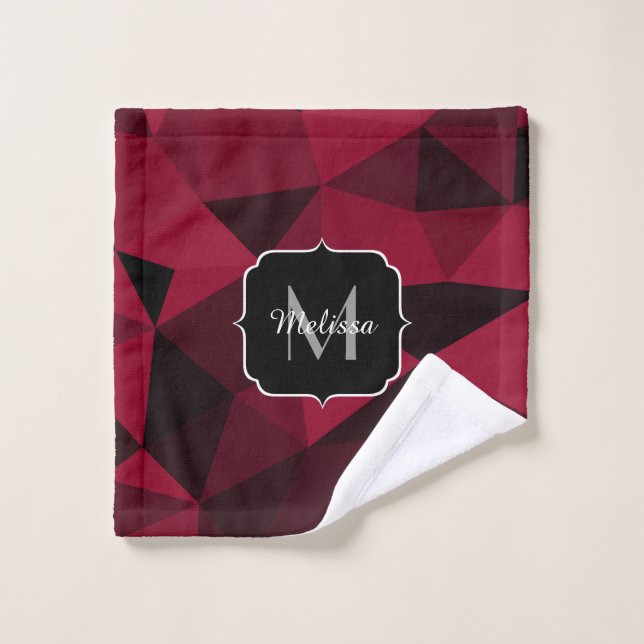 Magenta rosa Schwarz Geometrie Muster Monogram Waschlappen (Waschlappen)