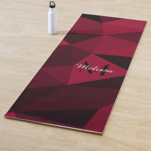 Magenta rosa Schwarz Geometrie Muster Monogram Yogamatte