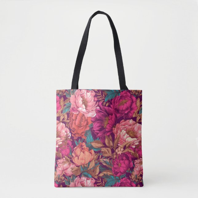 Magenta Rosa und Türkis Maximalistischer Blumen (Vorderseite)
