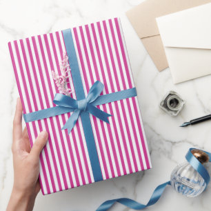 Magenta Rosa und Weiße Streifen Geschenkpapier