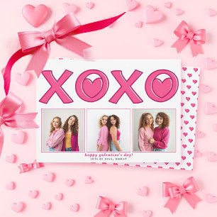 Magenta rosa XOXO Galentines Day Herz Foto Feiertagskarte