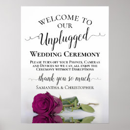 Magenta Rose Chic Unplugged Wedding Zeremonie Poster