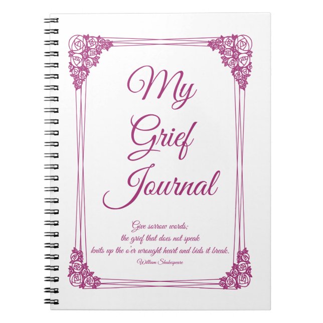 Magenta Rose Cluster Border Gkurze Journal Notizblock (Vorderseite)