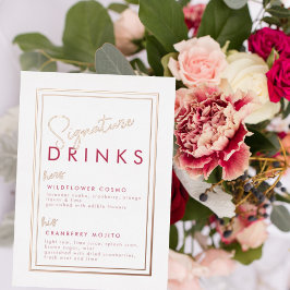 Magenta Rose Gold Foil Signature Drink Zeichen Folieneinladung